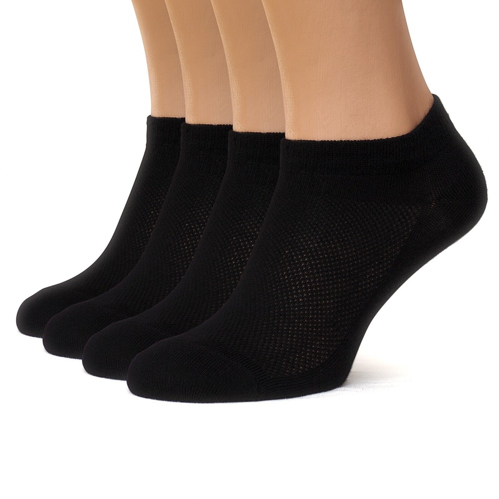 Black Thin Breathable Cotton Low Cut Ankle Running socks for Women Men, 4 Pack - Picture 1 of 6